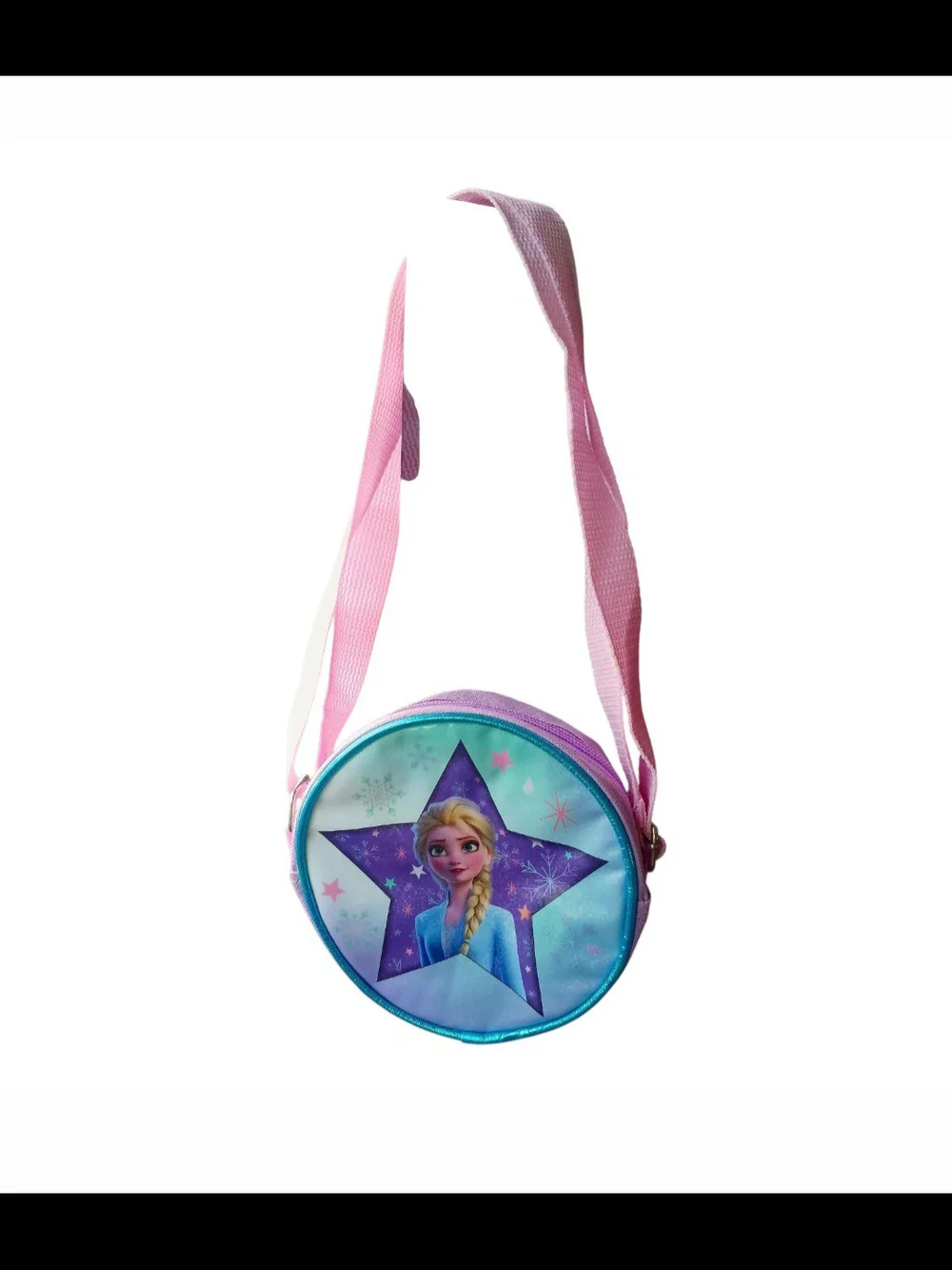 Frozen Elsa Blue And Pink Round Crossbody Bag